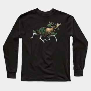 Moose with Blueberries Long Sleeve T-Shirt